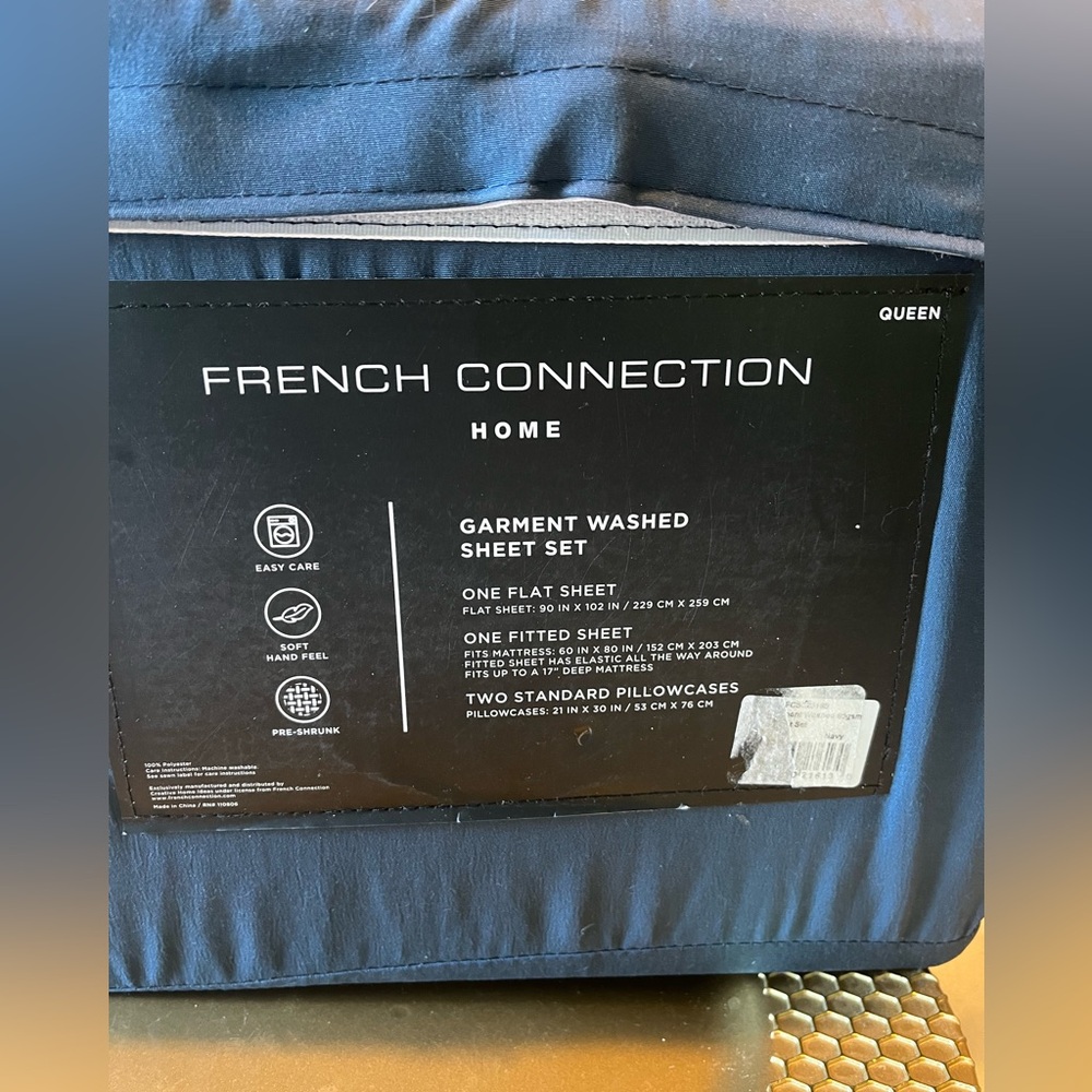 French Connection Navy Sheet Set blue - Picture 5 of 11